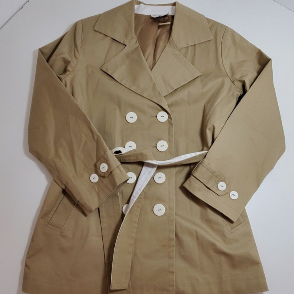 COPY - VINTAGE Linea by Louis Dell'Olio Trench Coat Women's L Tan Beige Brown - Picture 2 of 15